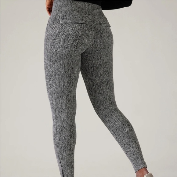 Athleta Delancey Textured Moto Tights, size Small Black & White Speckled - Picture 2 of 11